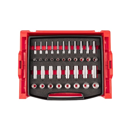 Tekton 3/8 Inch Drive 12-Point Socket Set with Open Top Drawer and Rack, 38-Piece 6-24 mm OLB94308